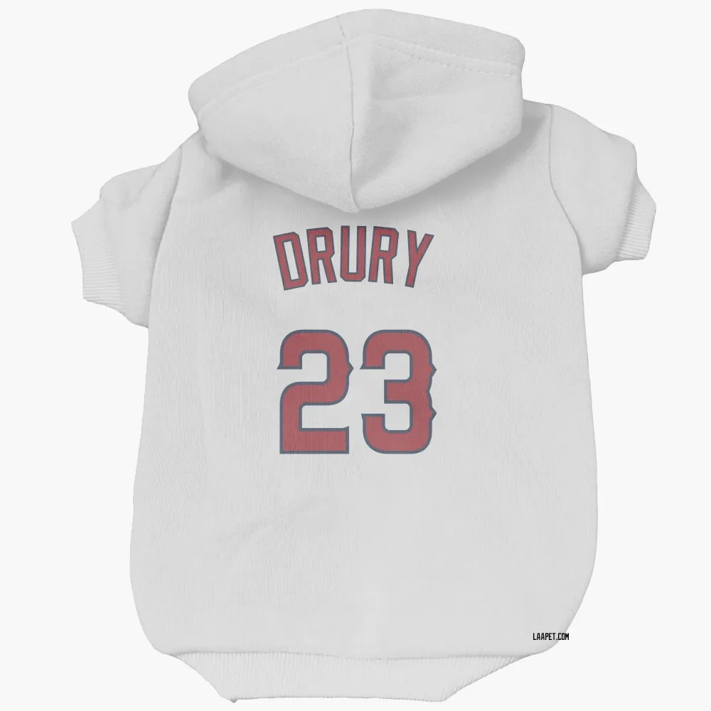 Los Angeles Angels Brandon Drury White Pet Hoodie for Dog & Cat