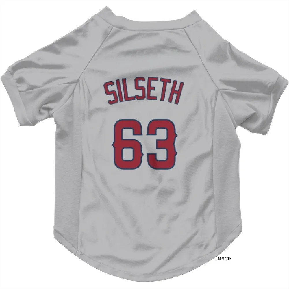 Los Angeles Angels Chase Silseth Gray Pet Jersey for Dog & Cat